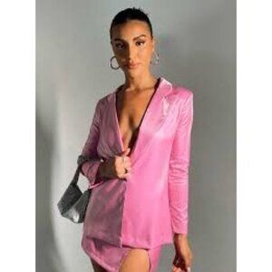 Princess Polly Ayres Blazer Jacket Pink Metallic Womens 2 Glam Party Occasion